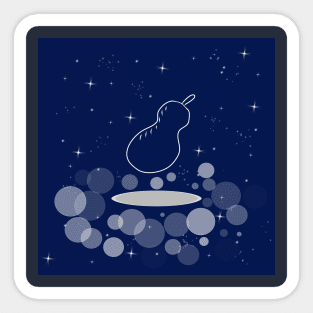 Pear, fruit, vegetarian food, diet, illustration, night, light, shine, universe, cosmos, galaxy Sticker